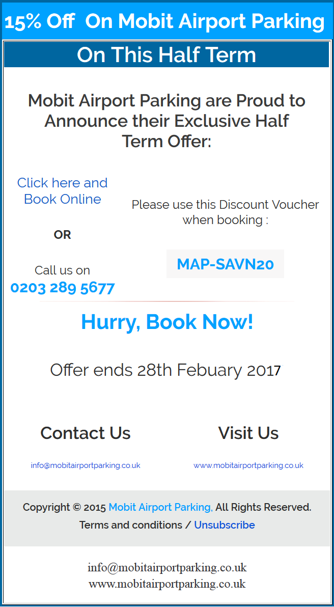 15% UK Airport Parking Discount 2017